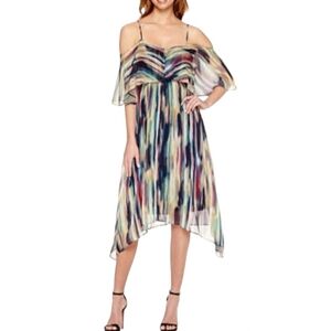 A.n.a Striped Cold Shoulder Midi Dress